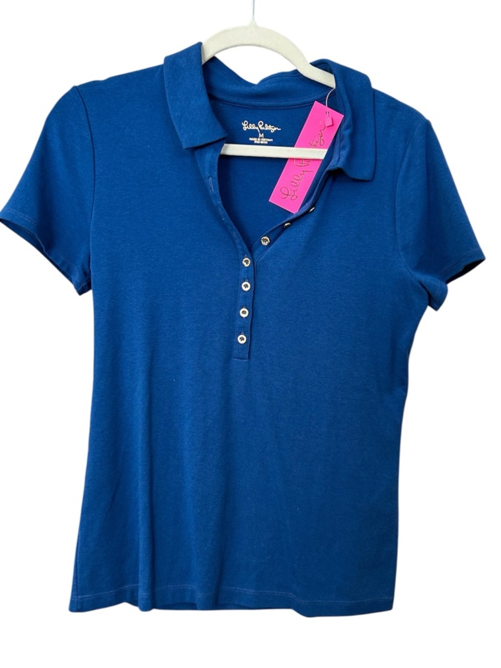 New Lilly Pulitzer Blue Short-Sleeve Polo Top